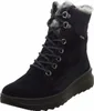 A single navy blue winter boot with gray fur lining is shown against a white background. Produktbild-Vorschau
