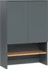 A dark gray cabinet with a wooden shelf. Produktbild-Vorschau
