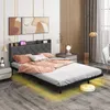 Łóżko COSTWAY 140x200cm, rama łóżka z diodami LED, stacja Podgląd zdjęcia produktu 2