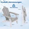 COSTWAY Adirondack stolička – záhradné kreslo, skladacie, Náhľad obrázku produktu 3