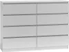 A white dresser with eight drawers, arranged in two columns of four. Náhľad obrázku produktu