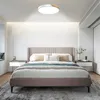 A bedroom with a bed, nightstands, and a ceiling light. Voir les images du produit