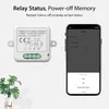 A smart switch module and a smartphone displaying its settings are shown against a light background, with a plant in a pot in the foreground. Náhled obrázku produktu
