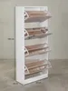 Detailansicht Schuhschrank aus natürlicher Eiche massiv zeigt Verarbeitung und Materialqualität 60x24x150 cm_#sku_BARWL5.036# Produktbild-Vorschau