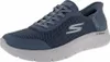 A single blue Skechers GO WALK FLEX women's slip-on shoe is shown from a side-diagonal angle against a white background. Produktbild-Vorschau