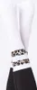 A close-up shot of two legs wearing white socks with a leopard print pattern and black leggings. Produktbild-Vorschau