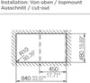 A diagram showing the dimensions and installation cut-out for a sink. Anteprima dell’immagine prodotto