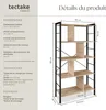 Étagère Charleston 75,5x30x155cm - Bois clair industriel, Voir les images du produit 6