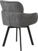 A gray upholstered chair with black metal legs is shown from the back. Produktbild-Vorschau