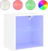 Nástěnný noční stolek s LED světly Bílý Náhled obrázku produktu 1