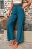 ASKSA Damen Hose Hohe Taille Weitem Bein Einfarbig Produktbild-Vorschau 3