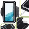 Collage of images showing a sports armband for a phone, with close-ups of its features. Produktbild-Vorschau