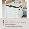 A person is placing the lid on a white foldable shopping basket. Produktbild-Vorschau