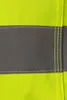 A close-up view of a high-visibility work garment, showing the texture of the fabric and reflective striping. Produktbild-Vorschau