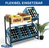 A multi-tiered metal rack designed to hold beverage crates, displaying fruit and bottles. Náhled obrázku produktu