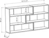 A line drawing of a white bookshelf with dimensions indicated. Produktbild-Vorschau