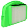 A bright green vacuum cleaner filter assembly with a white pleated filter is shown against a white background. Produktbild-Vorschau