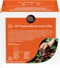 The back of a Nescafé Dolce Gusto coffee capsule box, highlighting responsible sourcing and providing contact information. Produktbild-Vorschau