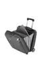 A gray rolling suitcase with its lid open, revealing a laptop inside. Produktbild-Vorschau