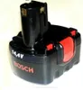 A black Bosch power tool battery pack with red accents. Produktbild-Vorschau