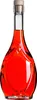 A clear studio shot of a red liquid-filled glass bottle with a wooden cork. Podgląd zdjęcia produktu