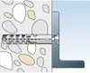A diagram showing a fischer Dübel S 12 anchor being installed in a concrete wall, with an L-shaped bracket attached. Anteprima dell’immagine prodotto