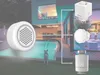 A collage of smart home devices superimposed over a background image of a modern house with a swimming pool and a dog. Produktbild-Vorschau