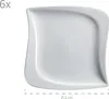 A white square plate with curved edges is shown from a top-down perspective. Produktbild-Vorschau