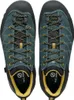 Zwei Paar Herren-Zustiegsschuhe "Crux GTX" von Scarpa in Dunkelgrün mit gelben Akzenten und Schnürung. Produktbild-Vorschau