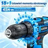 AJIEQAQ Wiertarko-wkrętarka akumulatorowa 21V MAX, 45 Nm, Podgląd zdjęcia produktu 3