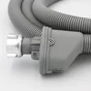 A close-up of a grey corrugated hose with a silver connector and a grey plastic fitting. Produktbild-Vorschau
