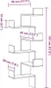 A diagram showing the dimensions of a wall-mounted corner shelf unit. Náhled obrázku produktu