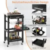 A kitchen cart with various features highlighted by text overlays. Náhled obrázku produktu