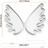 A white neon sign shaped like angel wings, with dimensions and cable length indicated. Produktbild-Vorschau