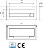 Technical drawing with dimensions of a fireplace. Anteprima dell’immagine prodotto