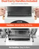 A collage of two images showing a VEVOR autoclave with and without its dual carry handles. Produktbild-Vorschau