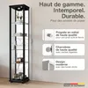 K-Möbel Vitrine en verre debout en noir (176x37x33cm) avec Voir les images du produit 2