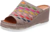 Gemini Damen Pantolette Leder Flechtoptik bunt Keilabsatz Produktbild-Vorschau 10