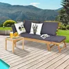 KOMFOTTEU Gartenbank aus Holz, Liegestuhl mit Auflage, Produktbild-Vorschau 2