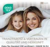 A mother and daughter are peeking out from under a white duvet, smiling. Produktbild-Vorschau