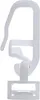 A single white plastic curtain glider hook against a white background. Náhled obrázku produktu