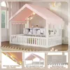 Flieks Kinderbett 90x200cm mit Led, Hausbett mit Baldachin Produktbild-Vorschau 7