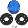 A blue LED signal light with two black mounting brackets and two screws on a white background. Produktbild-Vorschau
