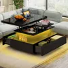 A modern living room with a sectional sofa and a coffee table with LED lighting. Produktbild-Vorschau