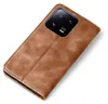 A brown leather flip case for a smartphone is shown against a white background. Produktbild-Vorschau