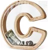 Transparente Spardose aus Holz in Form des Buchstabens C, Produktbild-Vorschau 1