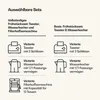 A comparison of two breakfast sets, showing the contents of each set with illustrations and descriptions. Produktbild-Vorschau