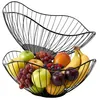Corbeille à fruits, métal noir, panier de cuisine moderne, Voir les images du produit 2