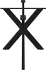 A black metal table leg with an X-shaped design. Náhled obrázku produktu