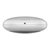 A top-down view of a white, oval-shaped smart device with a small black dot in the center. Anteprima dell’immagine prodotto